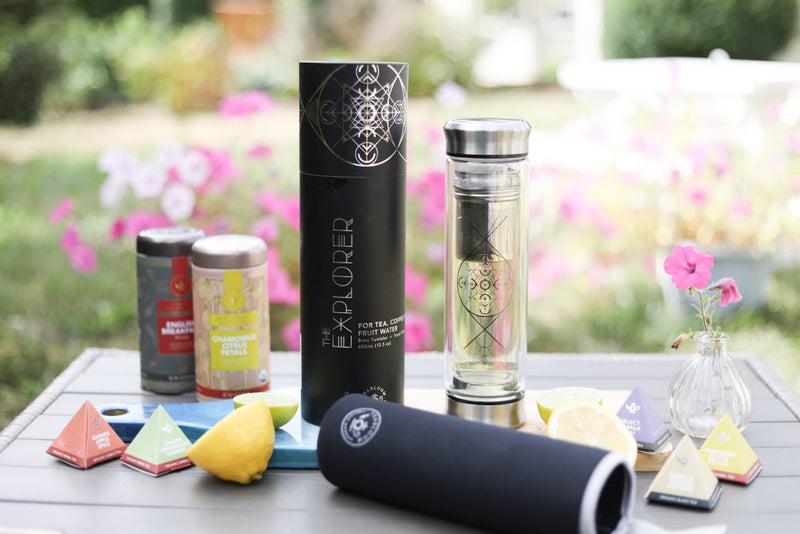 Teabloom All-Beverage Infusion Bottle â€“ 14 oz / 400 ml â€“ Double Wall Insulated Glass Travel Flask â€“ Hot Tea & Cold Brew Coffee Thermos â€“ Removable Sleeve - Image 3